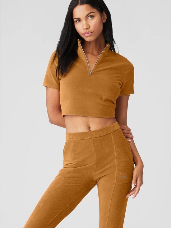 ALO Yoga Tops - Alo Yoga Micro Corduroy Winter Break Mock Neck - Toffee